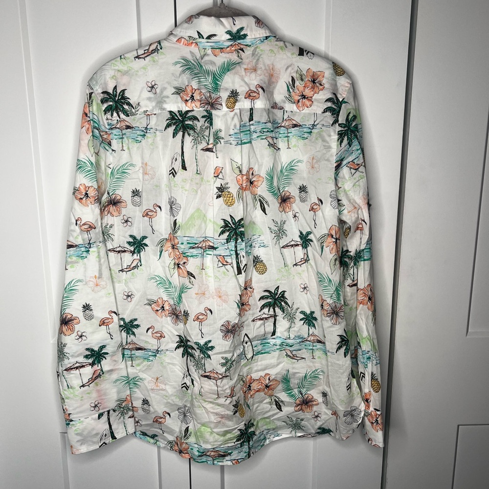 FINAL SALE Talbots Tropical Beach Summer Print Button Down Shirt Size Medium - Picture 6 of 6